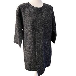 Eileen Fisher Gray Petite medium 3/4 Sleeve Jacket tweed knit coat